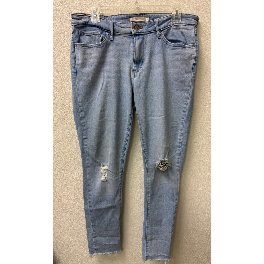Levi Strauss & Co 505 Womens Jeans Light Wash Distressed‎ Frayed Hem Size 31x30